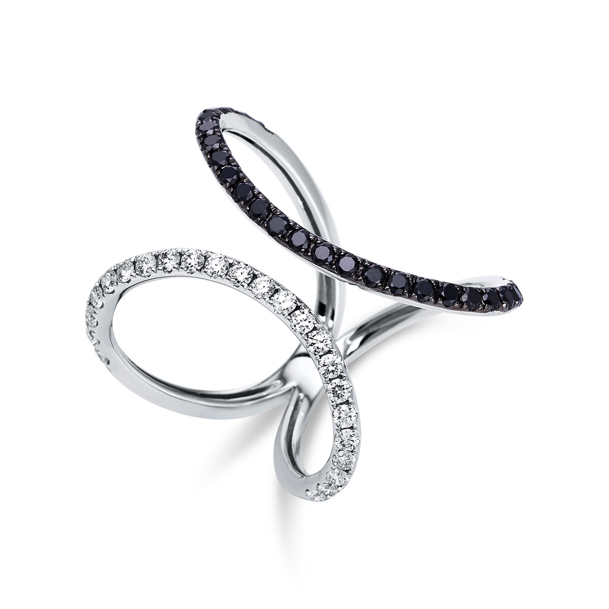 Ring 18 kt WG, teils schwarz rhodiniert