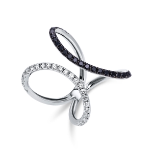 Ring 18 kt WG, teils schwarz rhodiniert