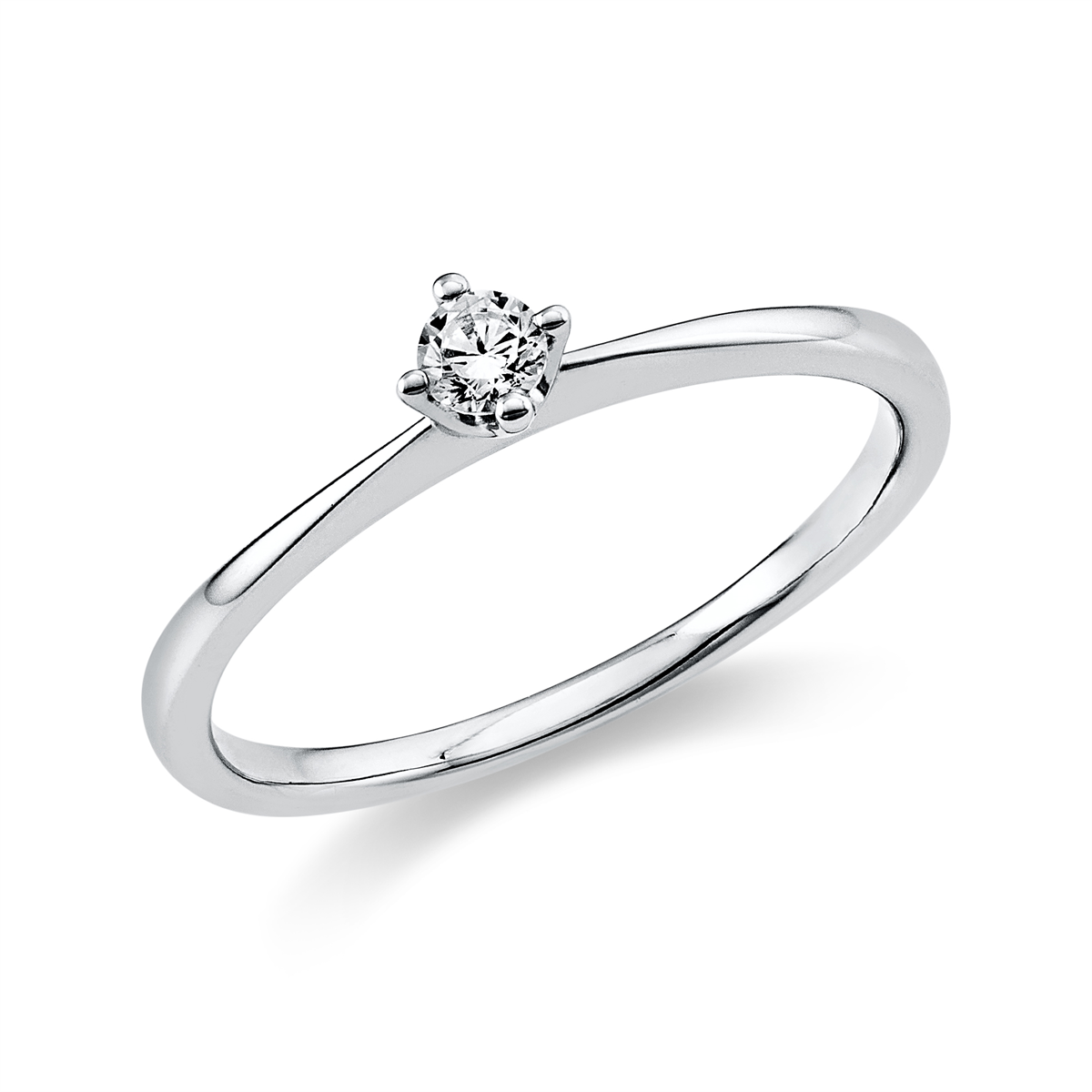 Solitaire Ring 4er-Krappe 14kt Weißgold mit 0,10ct Diamanten