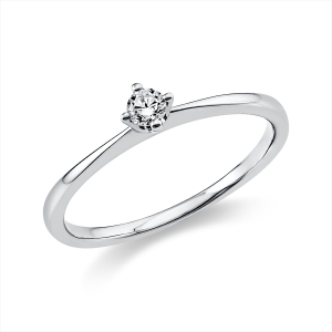 Solitaire Ring 4er-Krappe 14kt Weißgold mit 0,10ct Diamanten
