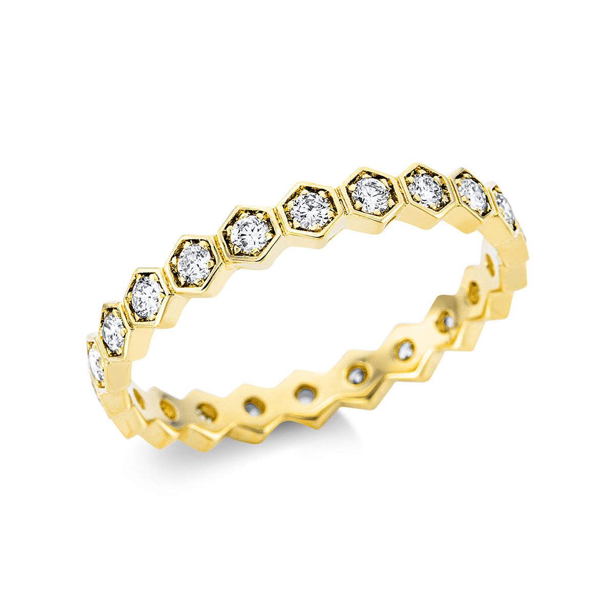 Infinity Memoire Ring Zarge 18kt Gelbgold mit 0,48ct Diamanten
