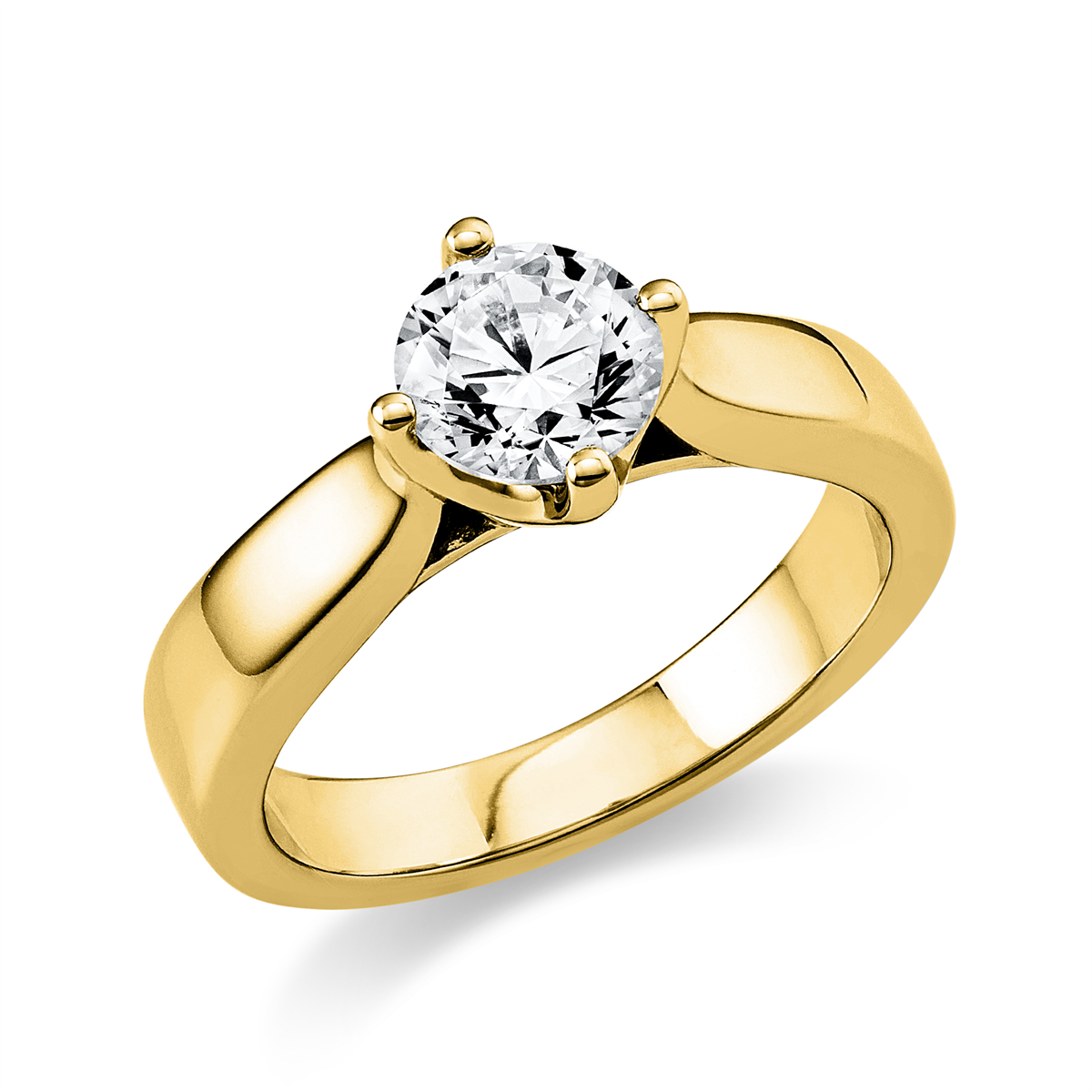 Solitaire Ring 4er-Krappe 14kt Gelbgold mit 0,00ct Diamanten