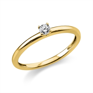 Solitaire Ring 4er-Krappe 18kt Gelbgold mit 0,10ct Diamanten