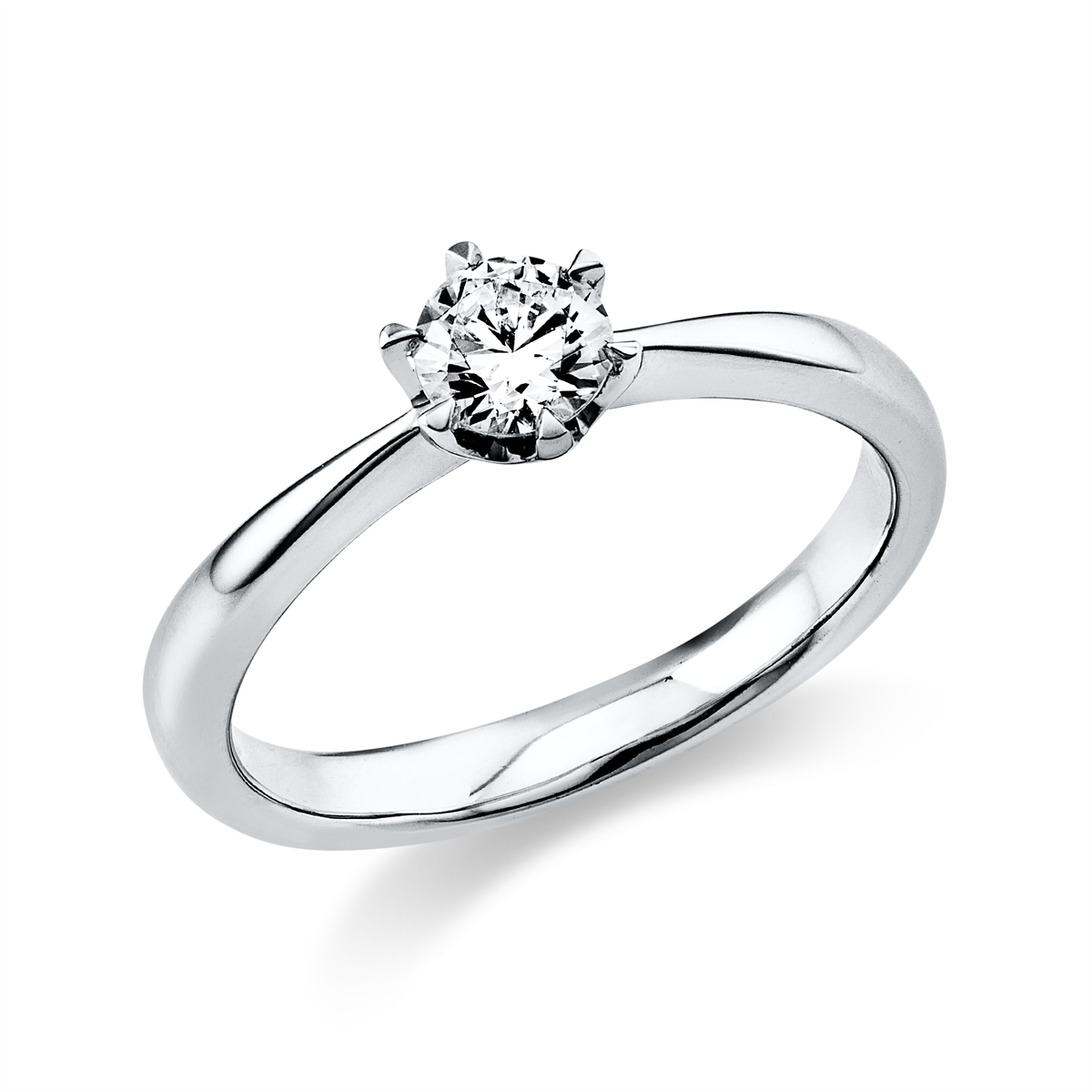 Solitaire Ring 6er-Krappe 18kt Weißgold GIA6502845632 mit 0,40ct Diamanten