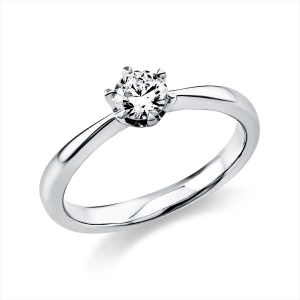 Solitaire Ring 6er-Krappe 18kt Weißgold GIA6502845632 mit 0,40ct Diamanten