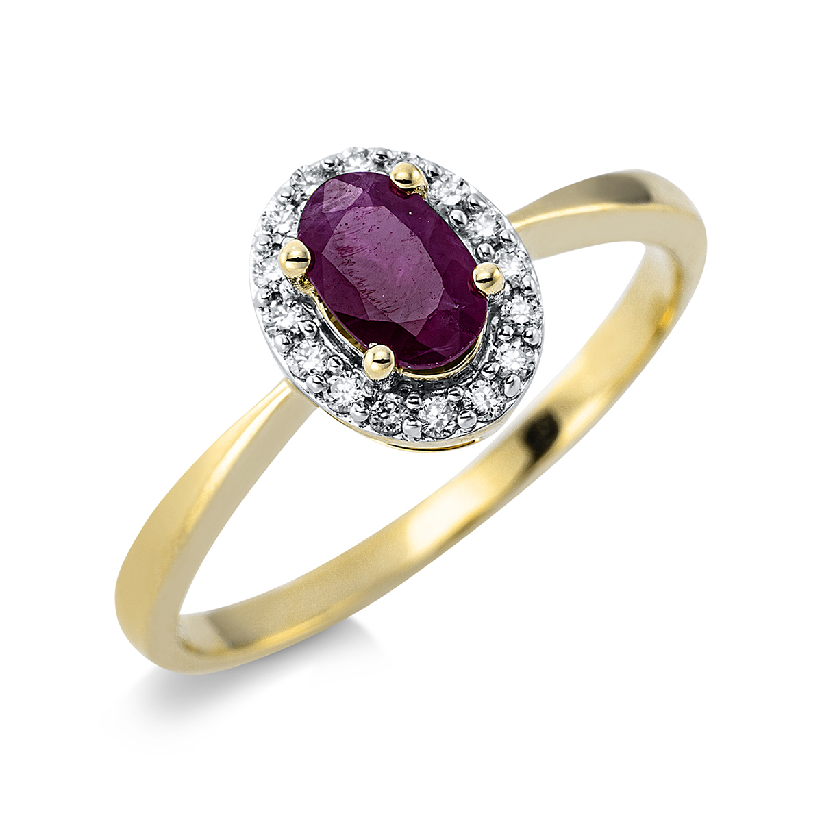 Ring 4er-Krappe 18 kt GG, Fassung rhodiniert