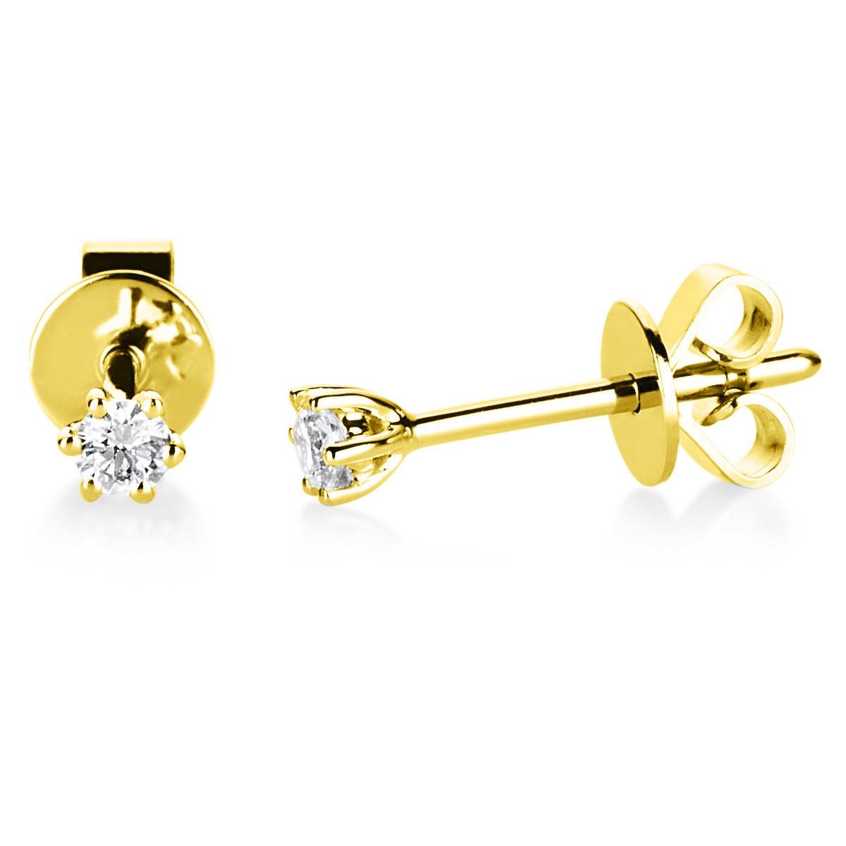 Solitaire Ohrstecker 6er-Krappe 18kt Gelbgold mit 0,15ct Diamanten