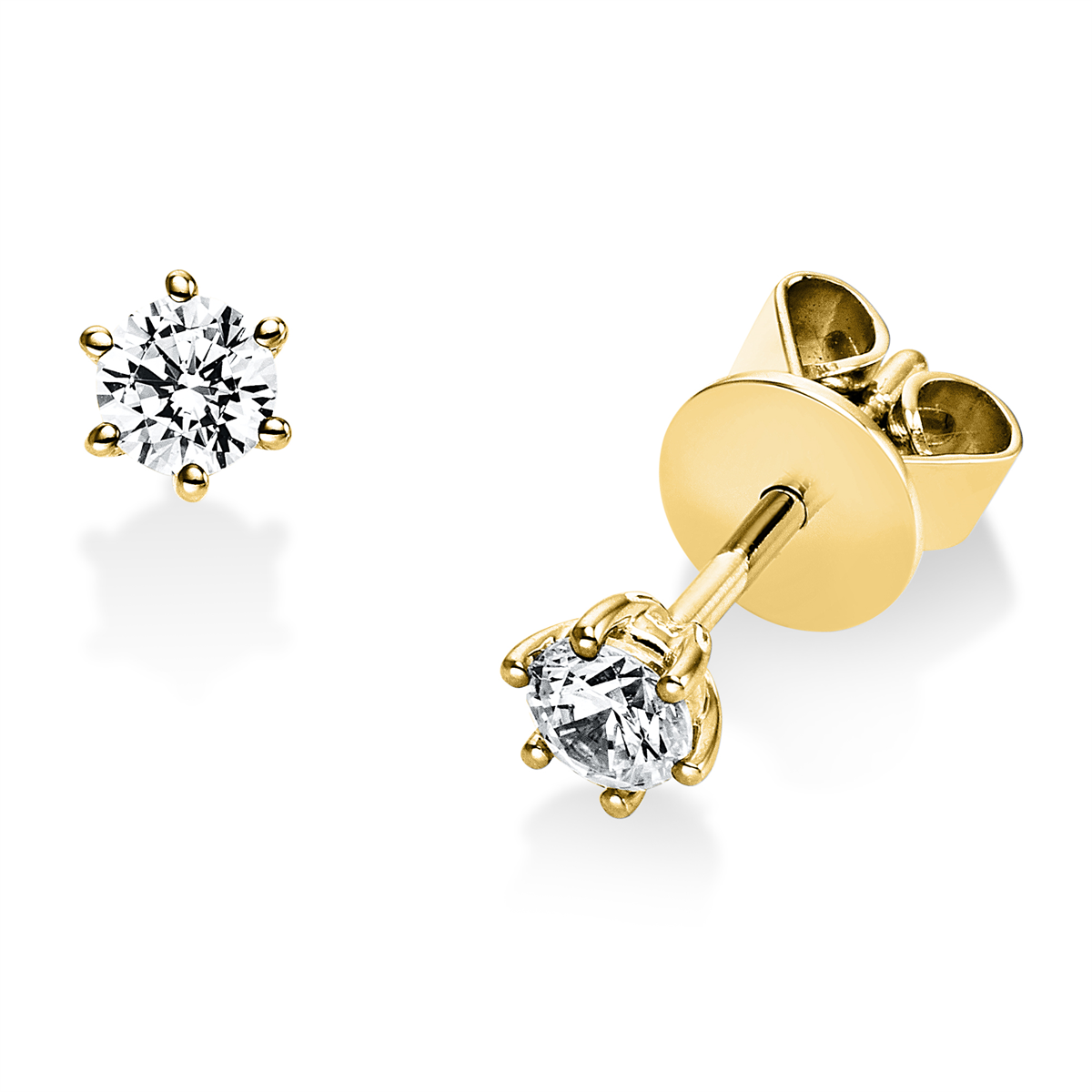 Solitaire Ohrstecker 6er-Krappe 18kt Gelbgold mit 0,30ct Diamanten