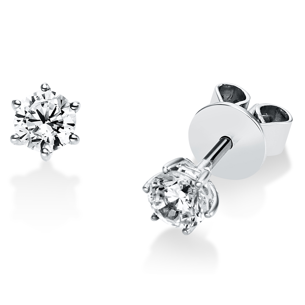 Solitaire Ohrstecker 6er-Krappe 18kt Weißgold mit 0,50ct Diamanten
