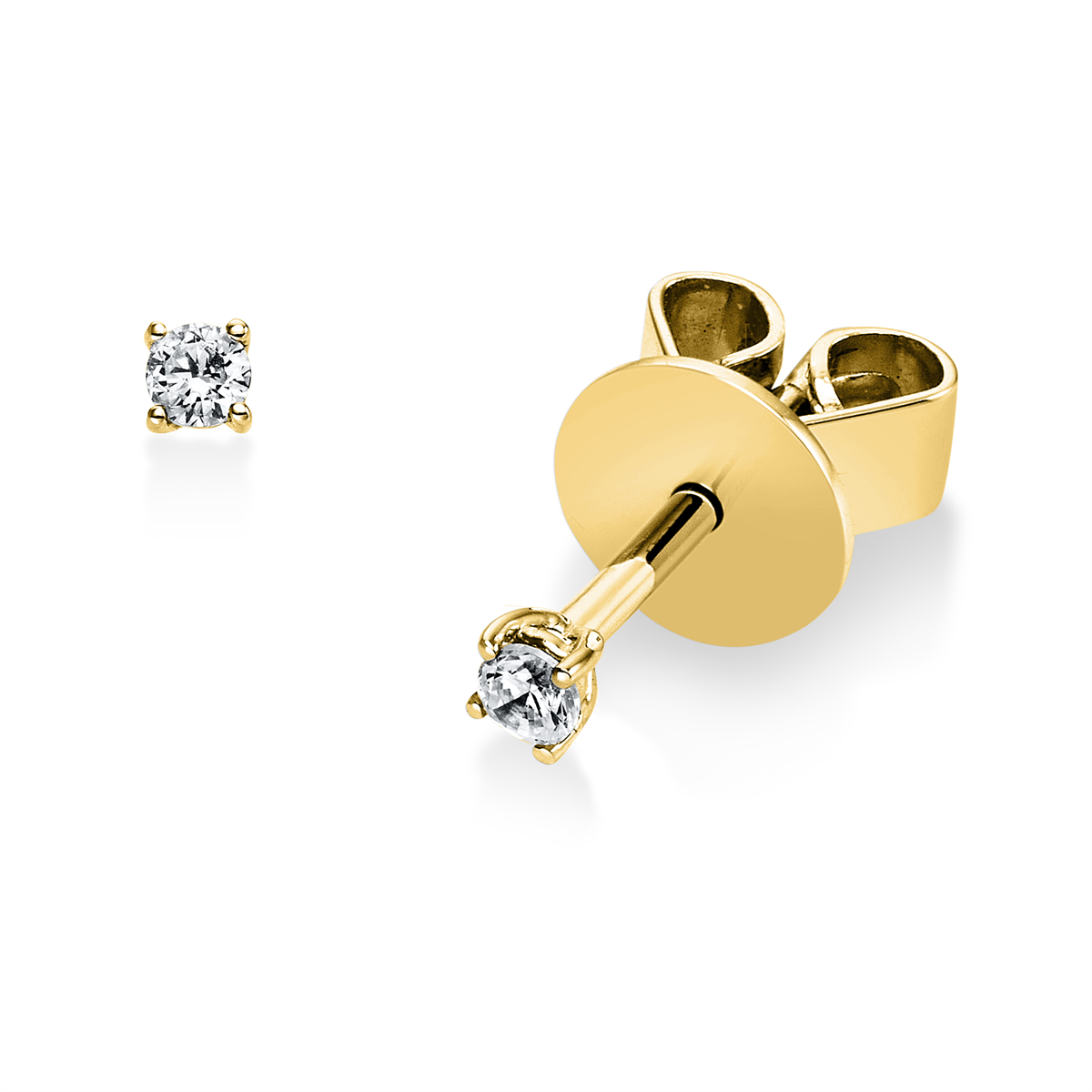 Solitaire Ohrstecker 4er-Krappe 18kt Gelbgold mit 0,05ct Diamanten