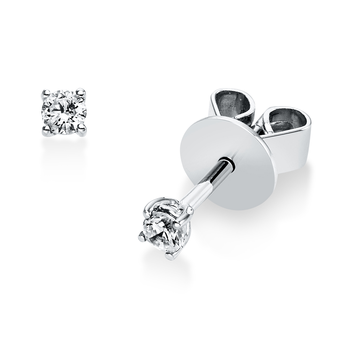 Solitaire Ohrstecker 4er-Krappe 18kt Weißgold mit 0,11ct Diamanten