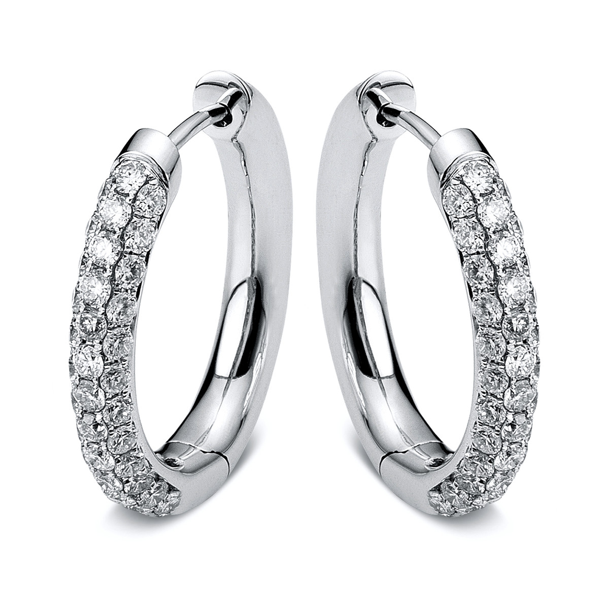 Pavé Creolen  14kt Weißgold mit 1,44ct Diamanten