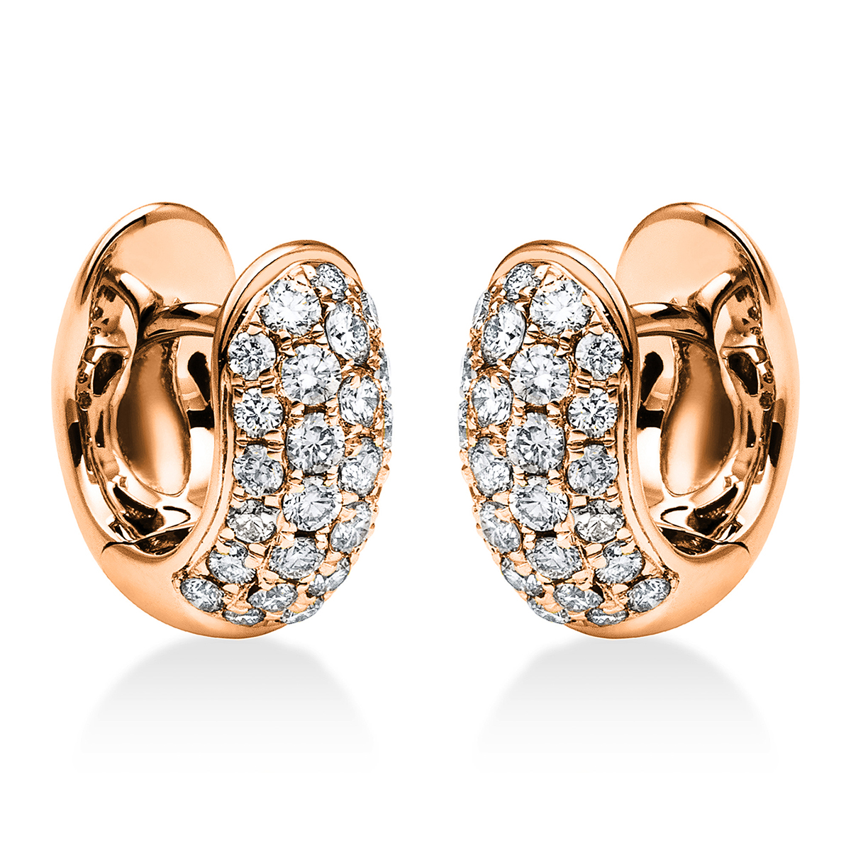 Pavé Creolen  18kt Rotgold mit 0,50ct Diamanten