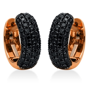 Creolen 18 kt RG, Fassung schwarz rhodiniert