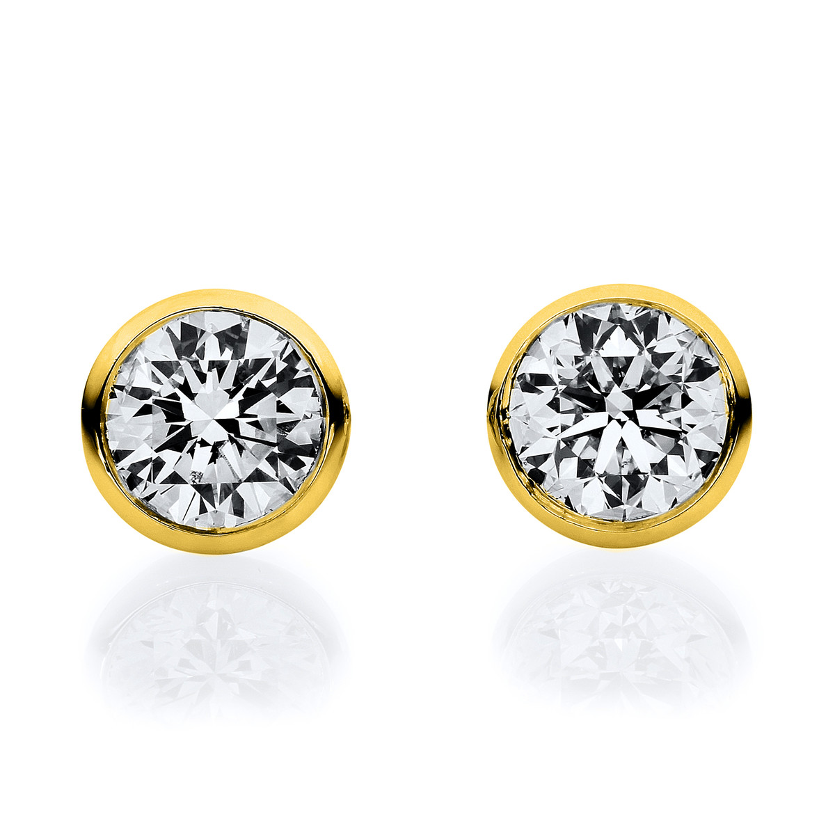 Solitaire Ohrstecker Zarge 14kt Gelbgold mit 0,35ct Diamanten