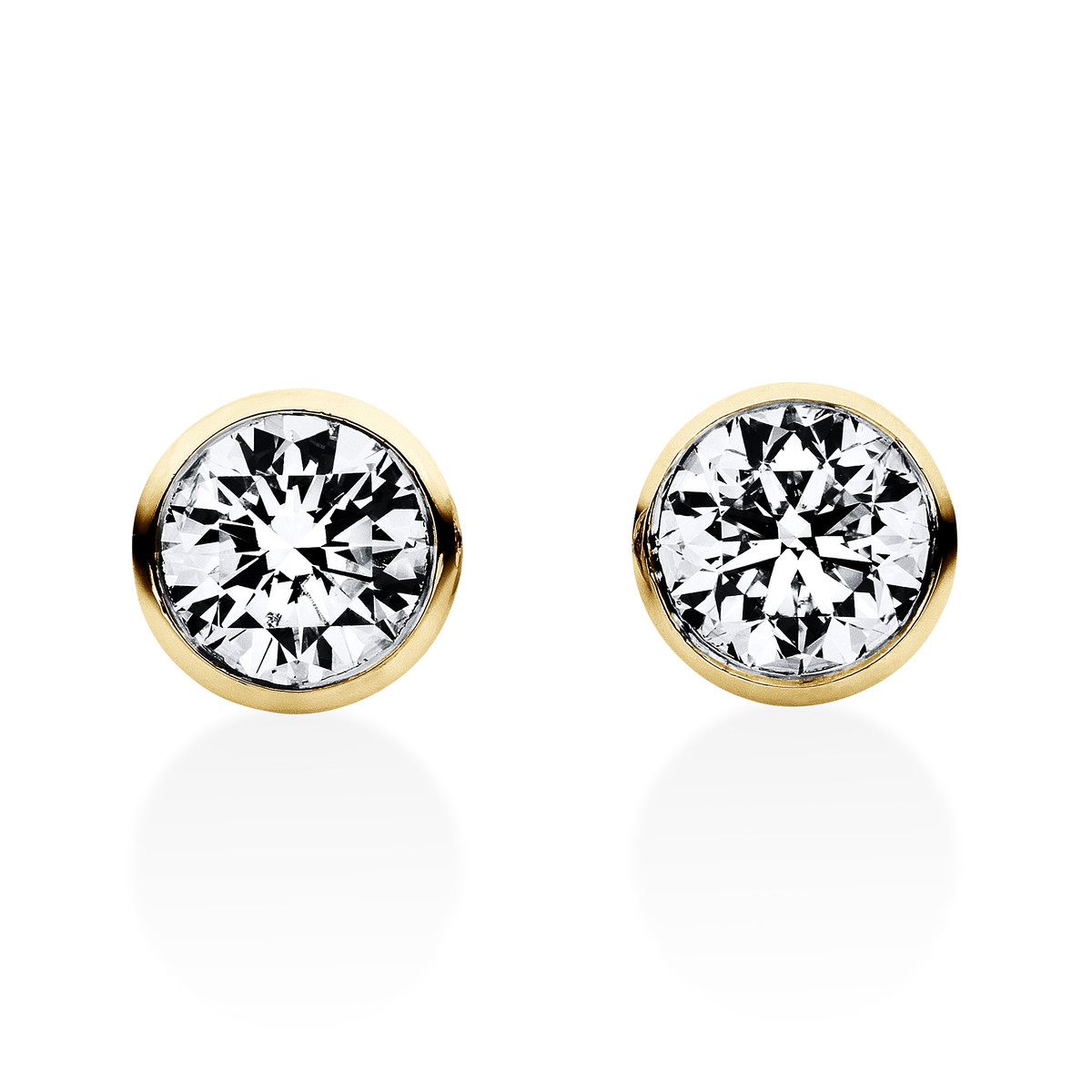 Solitaire Ohrstecker Zarge 14kt Gelbgold  V-Zarge mit 0,40ct Diamanten