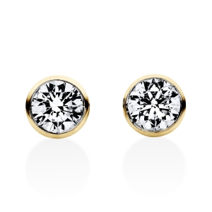 Solitaire Ohrstecker Zarge 14kt Gelbgold  V-Zarge mit 0,40ct Diamanten