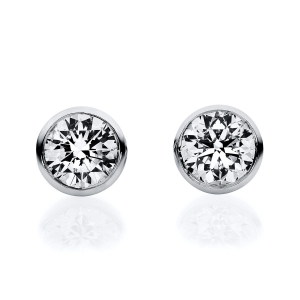 Solitaire Ohrstecker Zarge 14kt Gelbgold  V-Zarge mit 0,40ct Diamanten