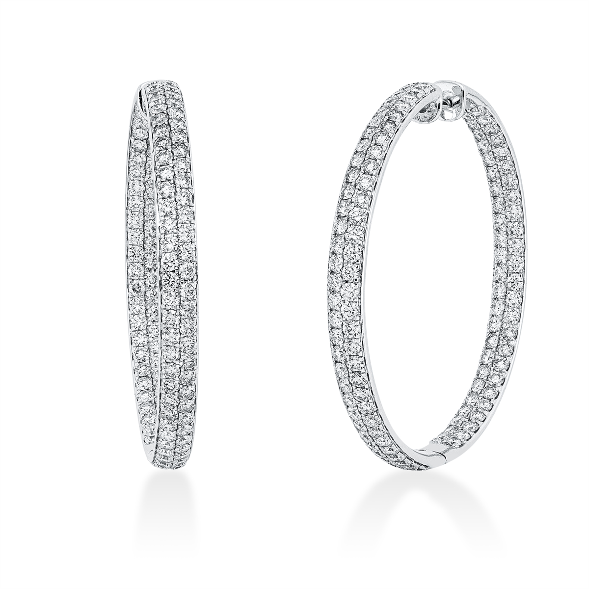Pavé Creolen  18kt Weißgold mit 6,25ct Diamanten