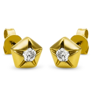 Solitaire Ohrstecker  18kt Gelbgold mattiert mit 0,20ct Diamanten