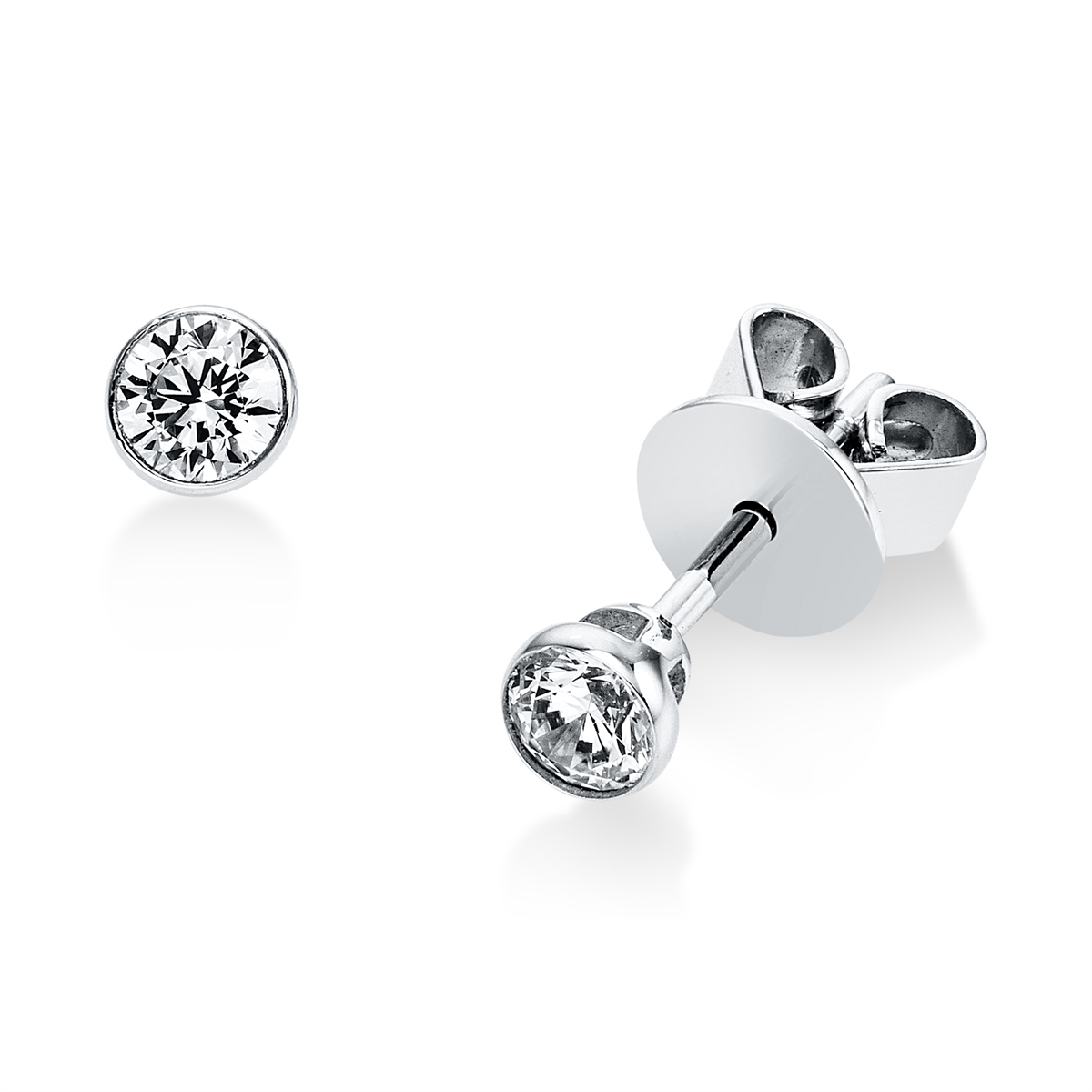 Solitaire Ohrstecker Zarge 14kt Weißgold mit 0,30ct Diamanten