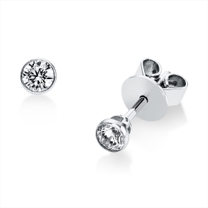 Solitaire Ohrstecker Zarge 14kt Weißgold mit 0,30ct Diamanten