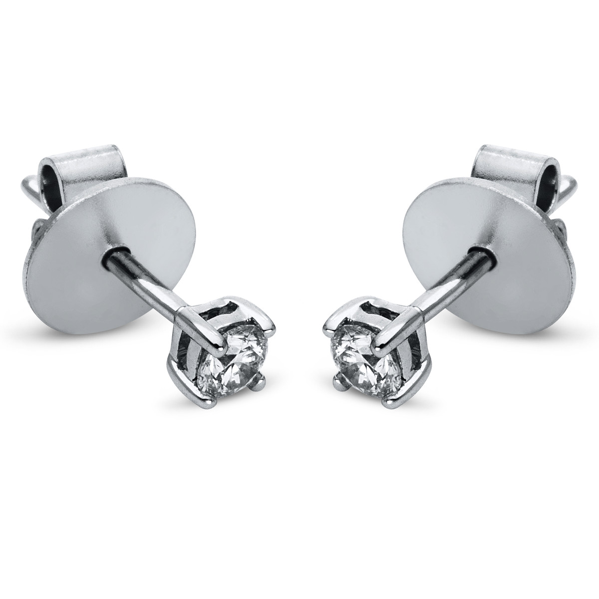 Solitaire Ohrstecker 4er-Krappe 14kt Weißgold mit 0,19ct Diamanten