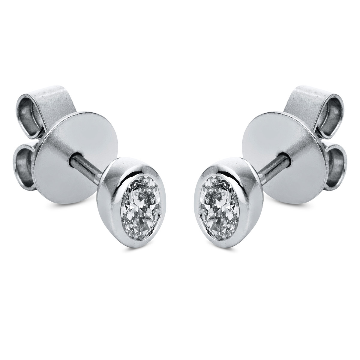 Solitaire Ohrstecker Zarge 18kt Weißgold mit 0,38ct Diamanten