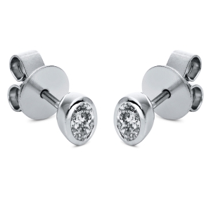 Solitaire Ohrstecker Zarge 18kt Weißgold mit 0,38ct Diamanten
