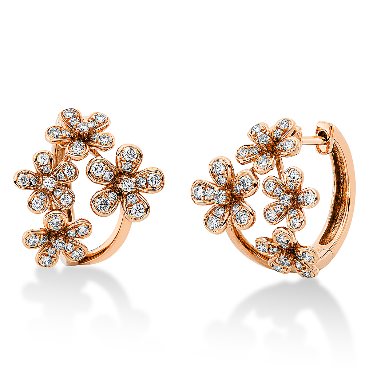 Creolen 18 kt RG Blumen