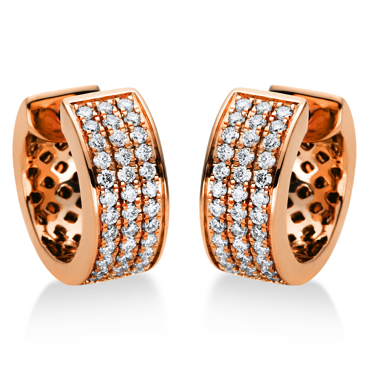 Pavé Creolen  18kt Rotgold mit 0,36ct Diamanten