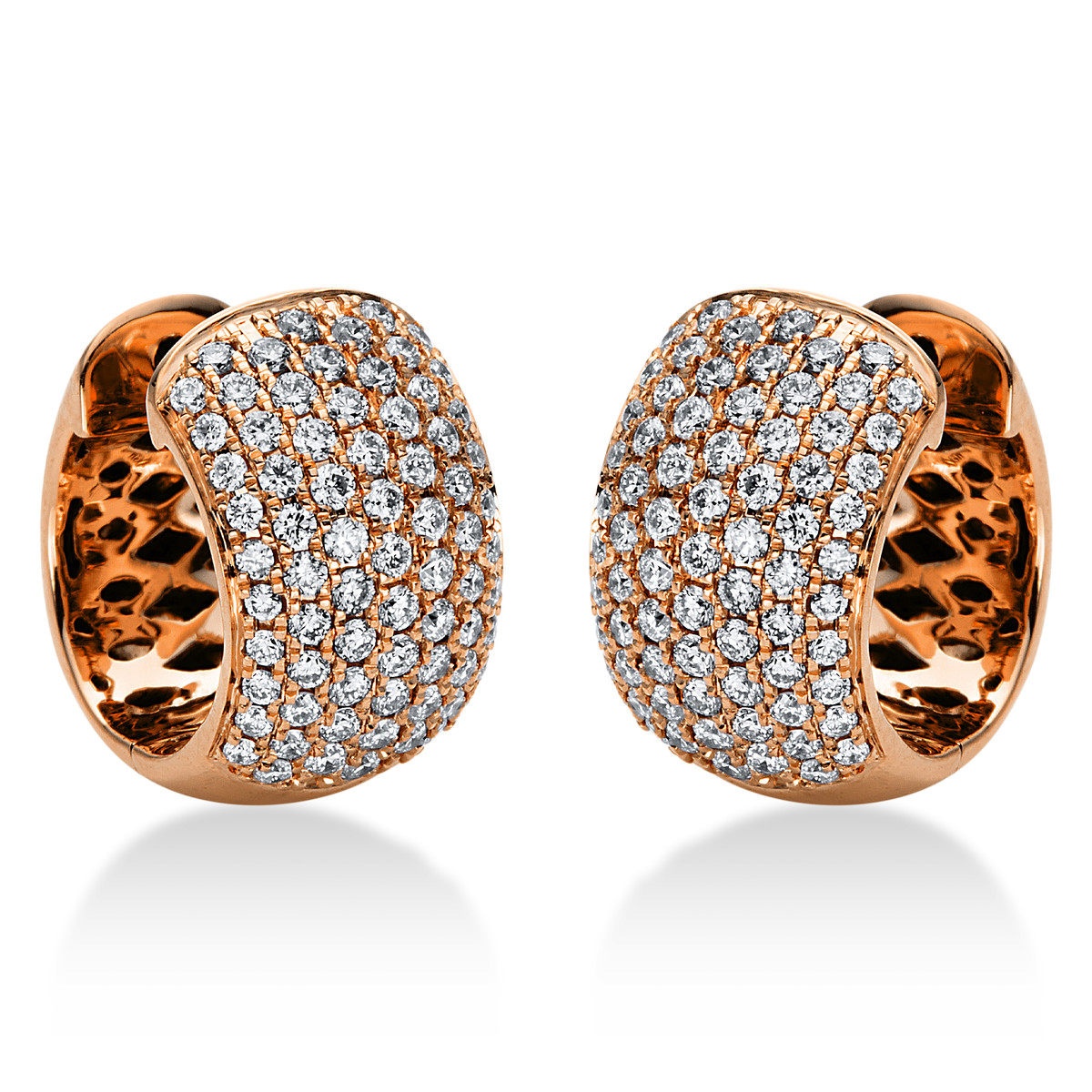 Pavé Creolen  18kt Rotgold mit 0,74ct Diamanten