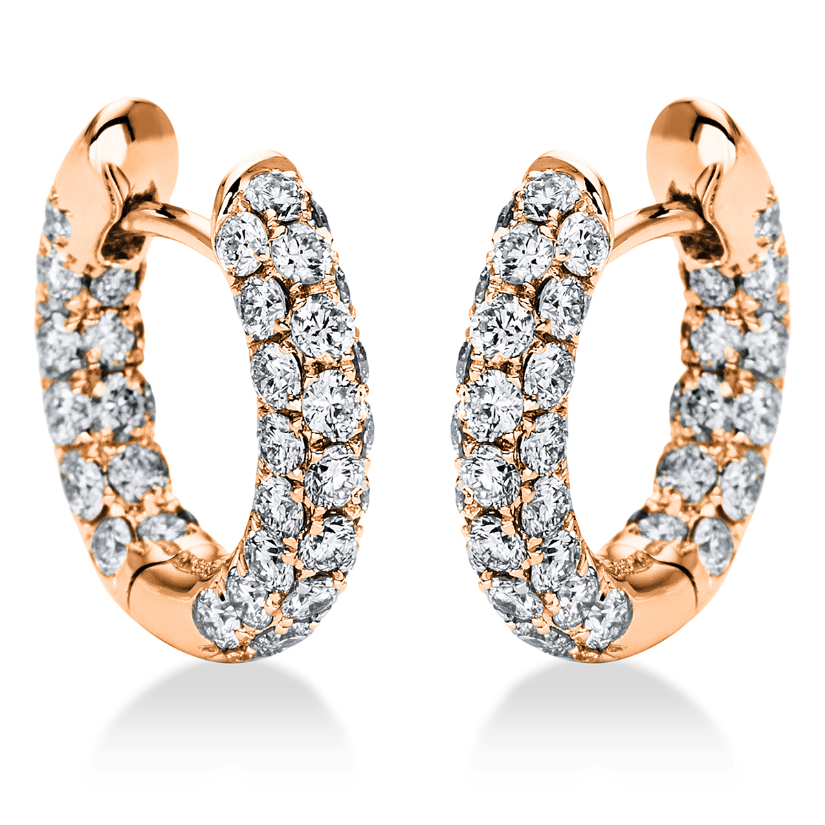 Pavé Creolen  18kt Rotgold mit 1,51ct Diamanten