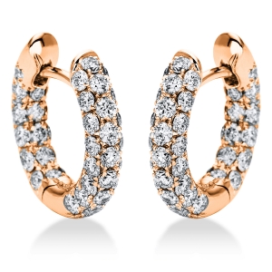 Pavé Creolen  18kt Rotgold mit 1,51ct Diamanten
