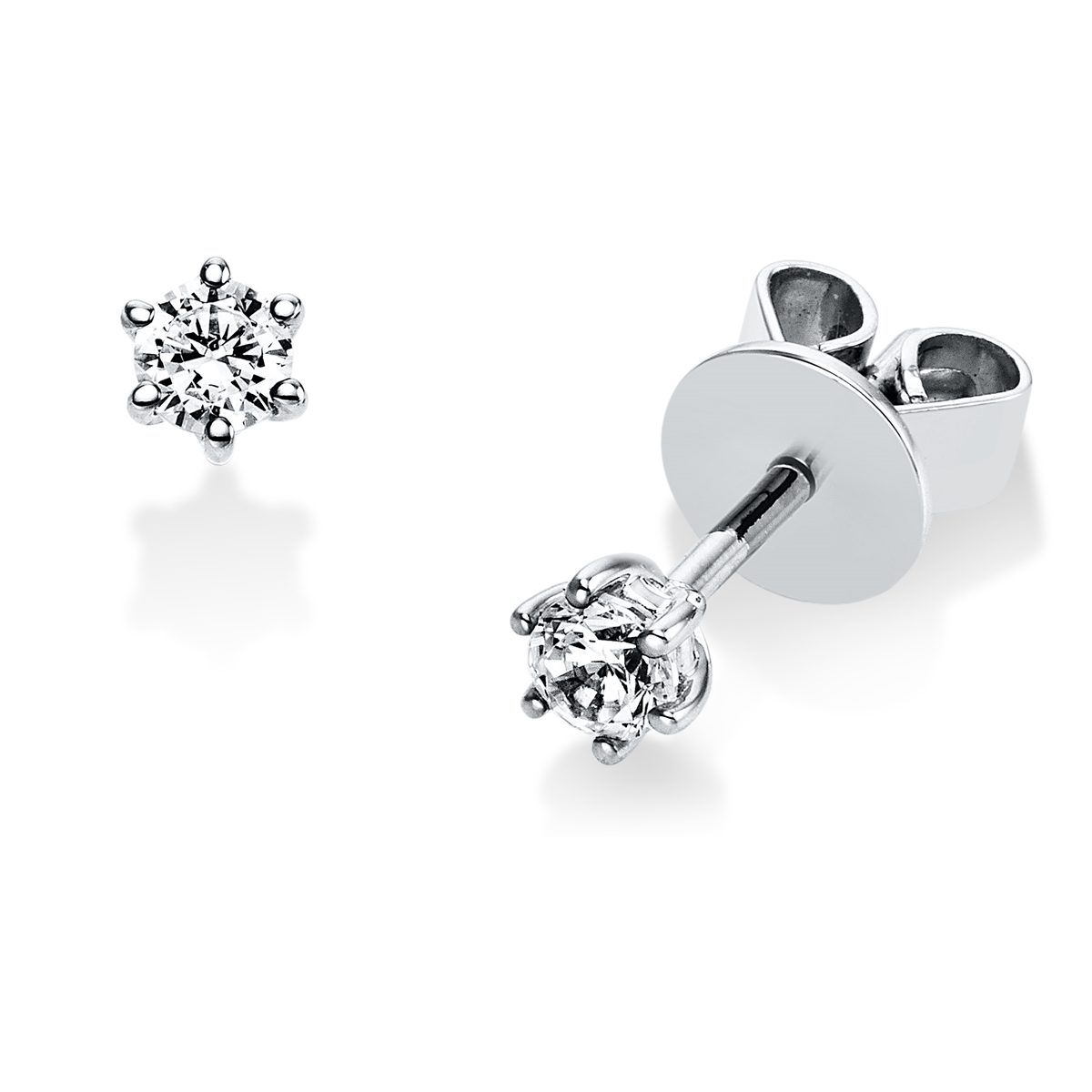 Solitaire Ohrstecker 6er-Krappe 18kt Weißgold mit 0,20ct Diamanten