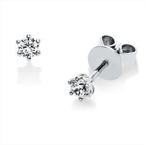 Solitaire Ohrstecker 6er-Krappe 18kt Weißgold mit 0,20ct Diamanten