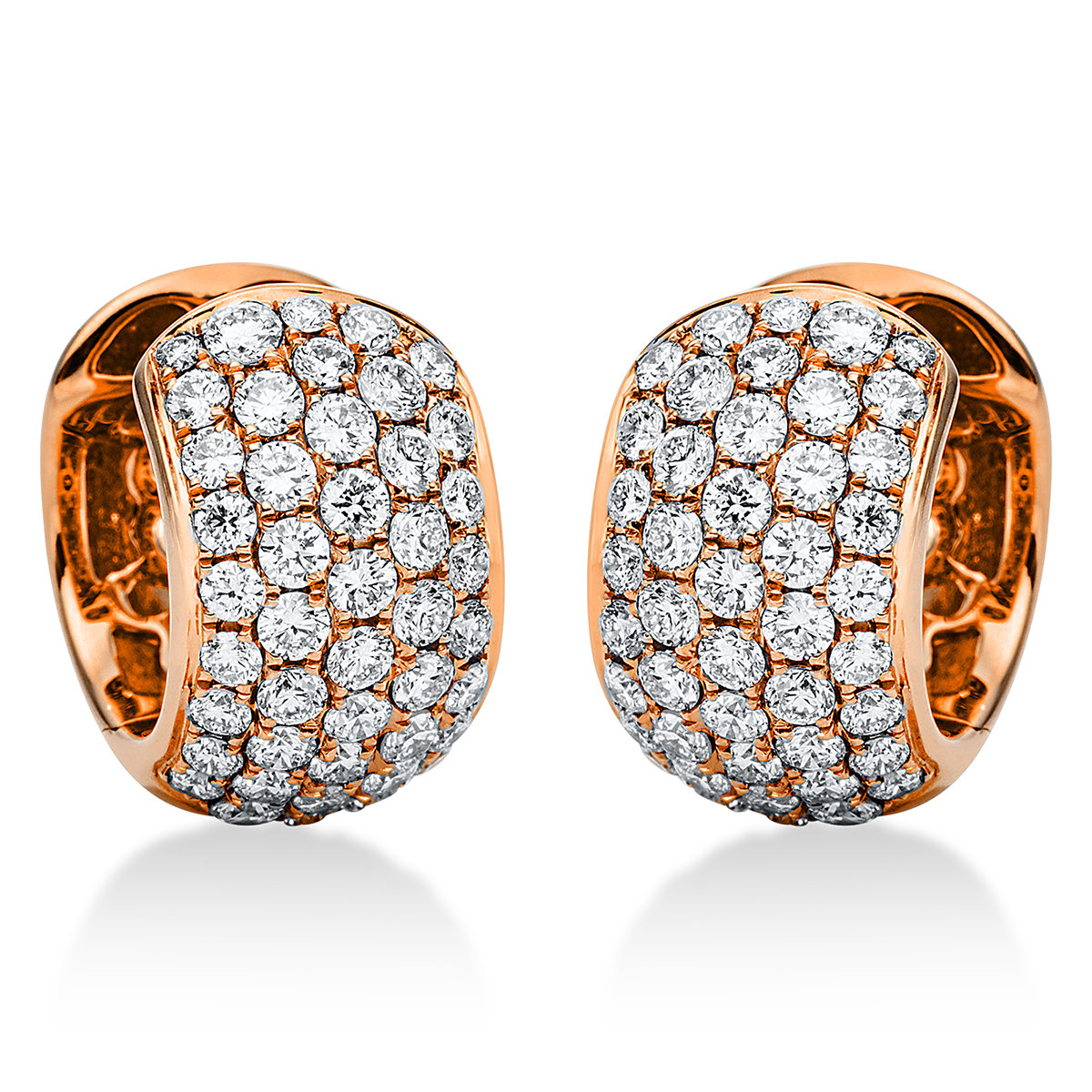 Pavé Creolen  18kt Rotgold mit 1,31ct Diamanten