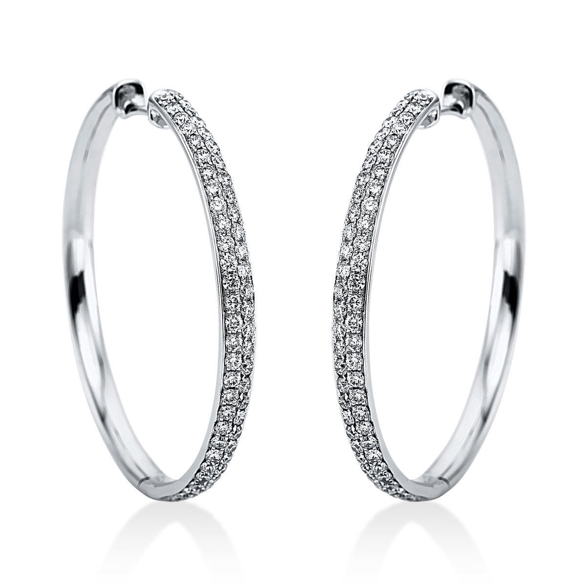 Pavé Creolen  18kt Weißgold mit 1,34ct Diamanten