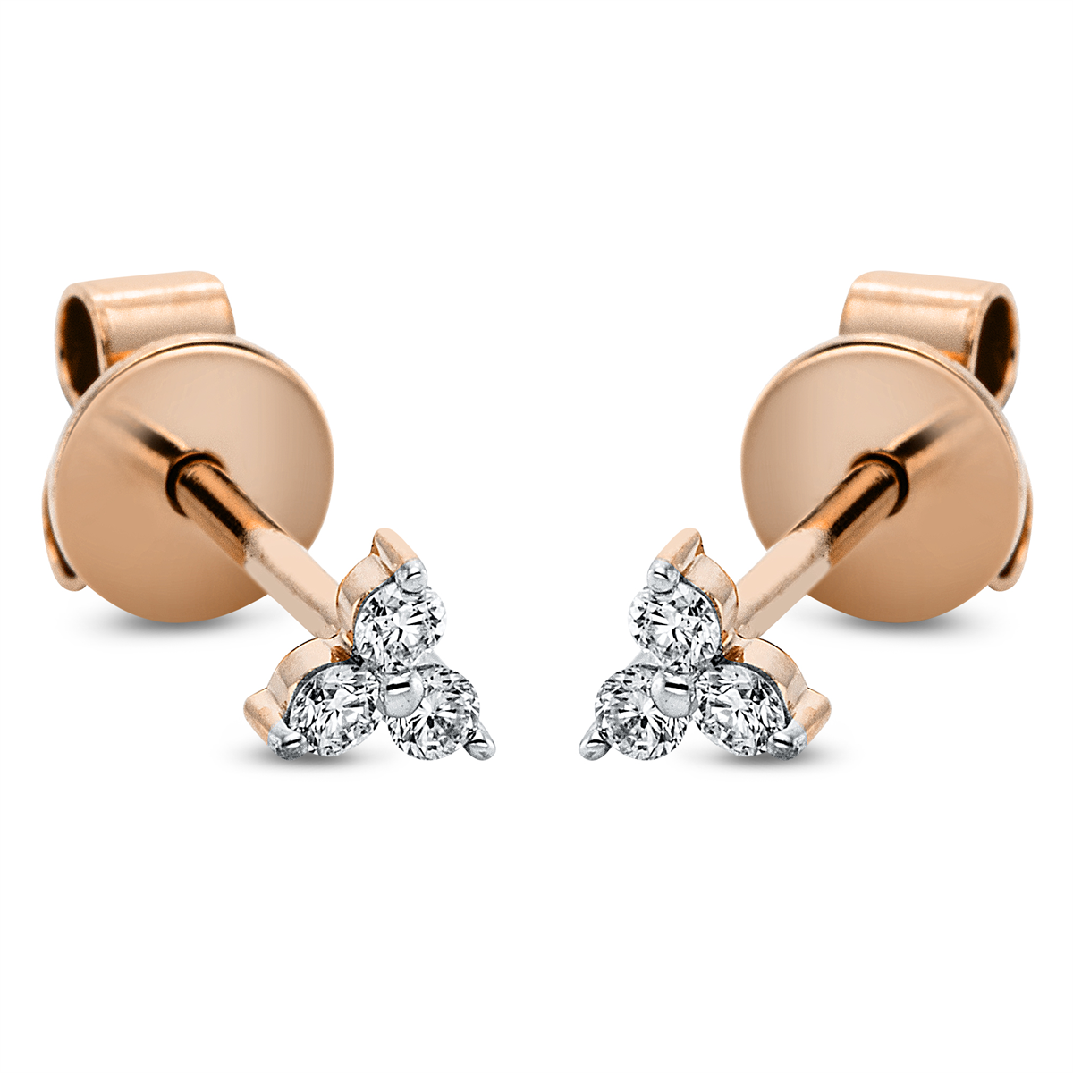 Ohrstecker 18 kt RG, Fassung rhodiniert