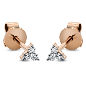 Ohrstecker 18 kt RG, Fassung rhodiniert