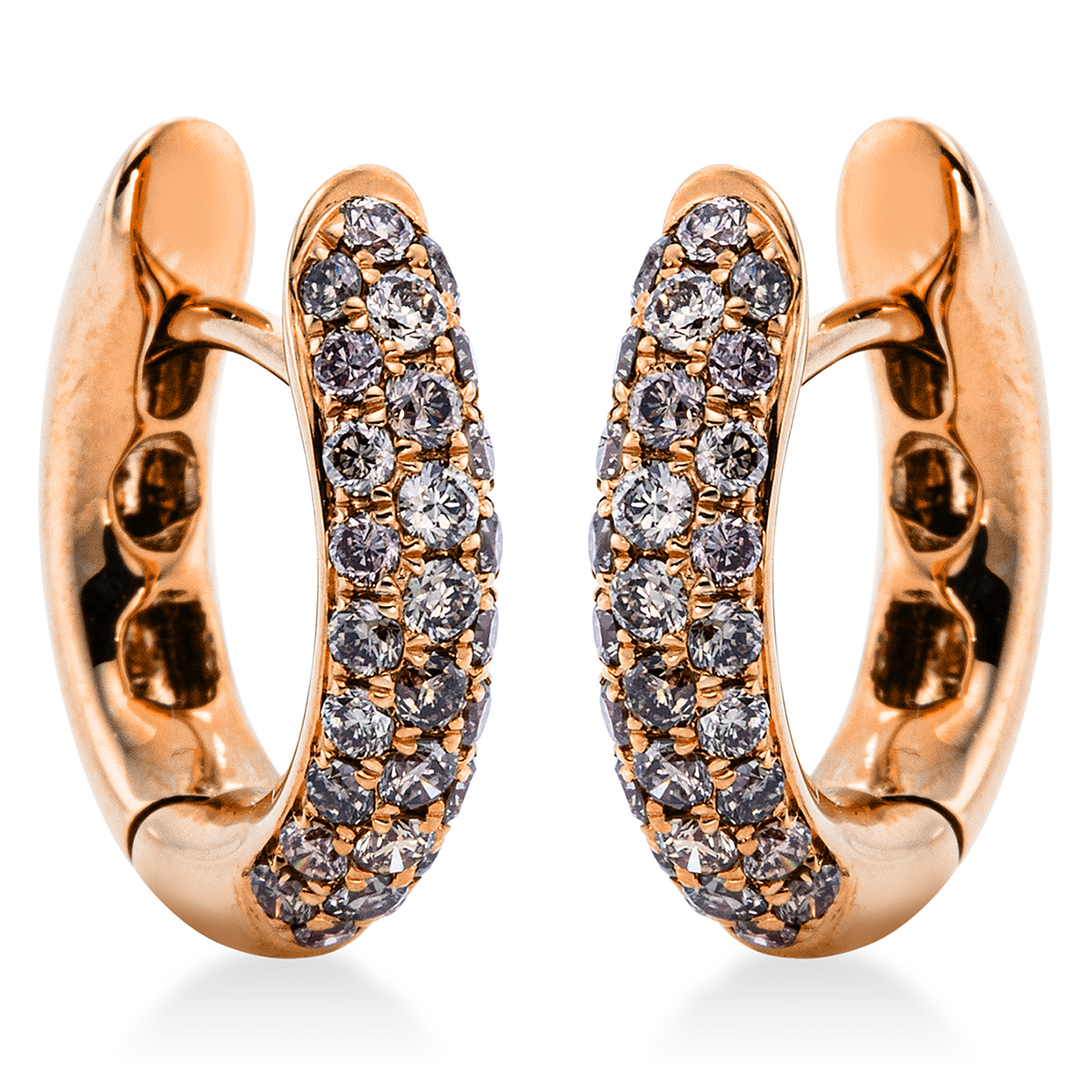 Pavé Creolen  18kt Rotgold mit 0,63ct Diamanten