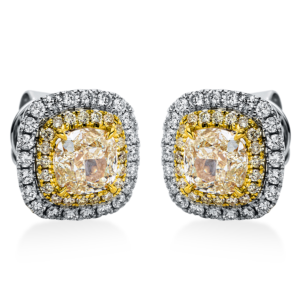 Ohrstecker 4er-Krappe 18kt Weißgold / Gelbgold mit 2,77ct Diamanten