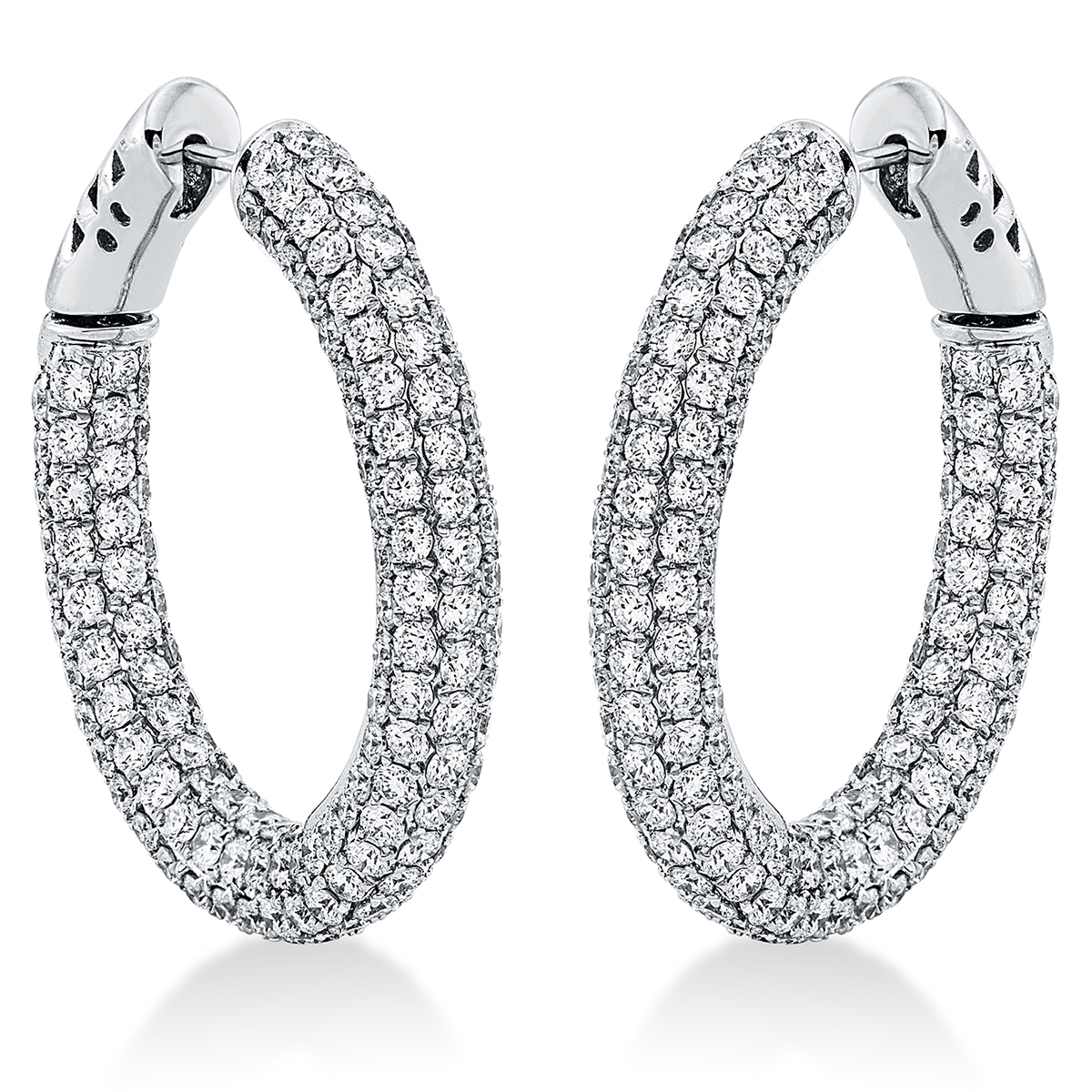 Pavé Creolen  18kt Weißgold mit 6,39ct Diamanten