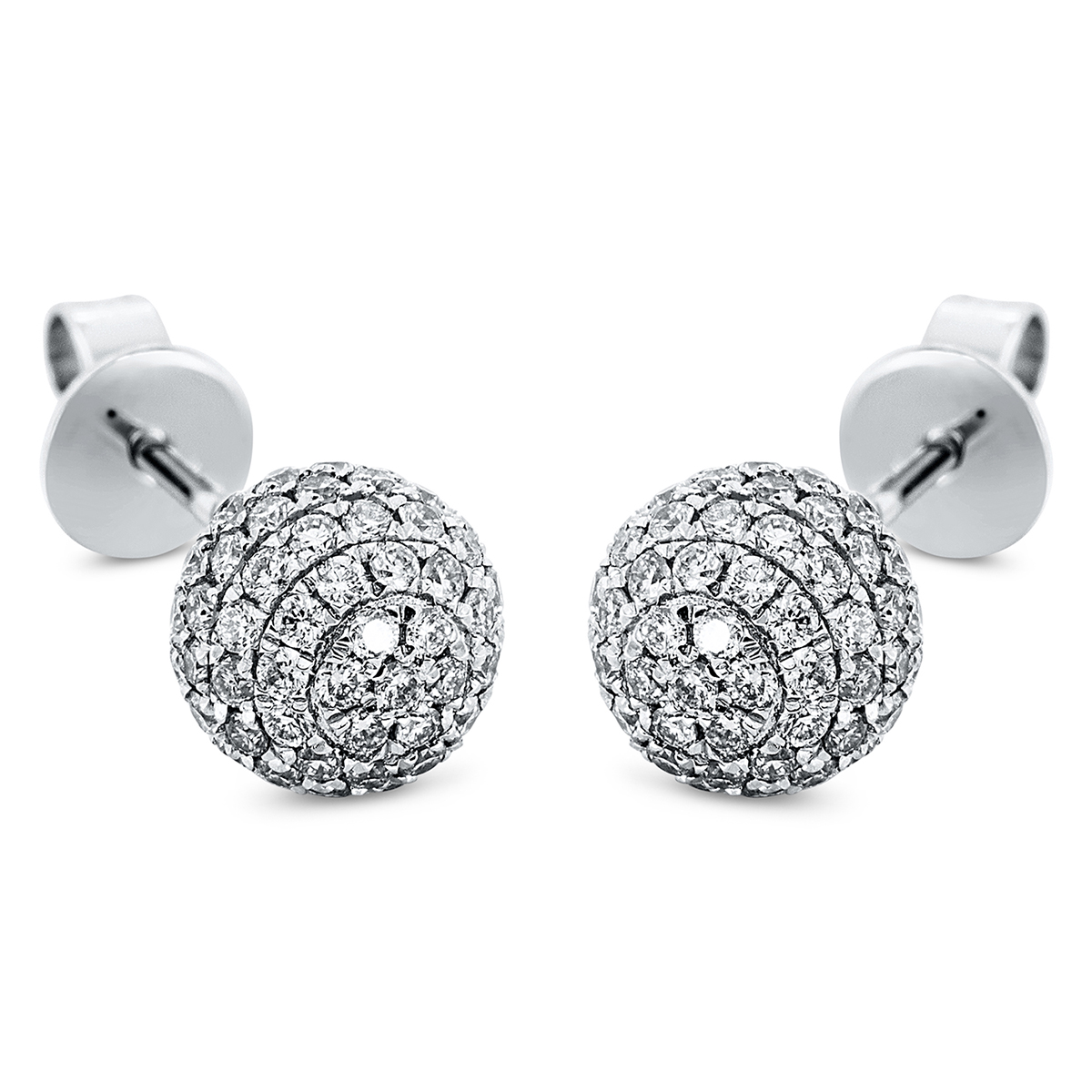 Pavé Ohrstecker  18kt Weißgold  Kugel mit 0,71ct Diamanten