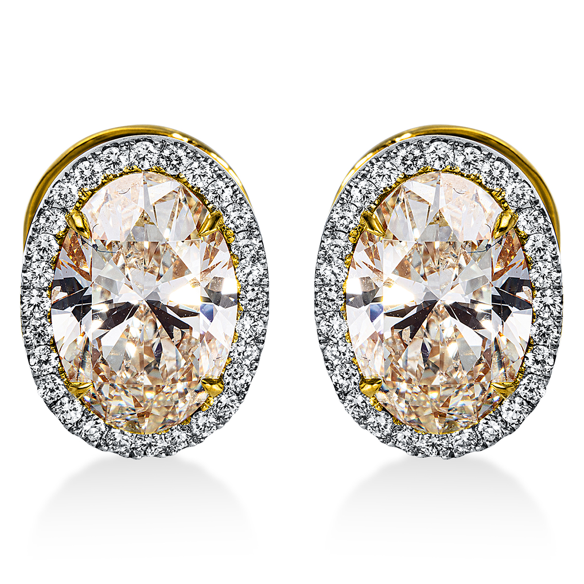 Ohrstecker 4er-Krappe 18kt Gelbgold GIA: 2pcs mit 6,42ct Diamanten
