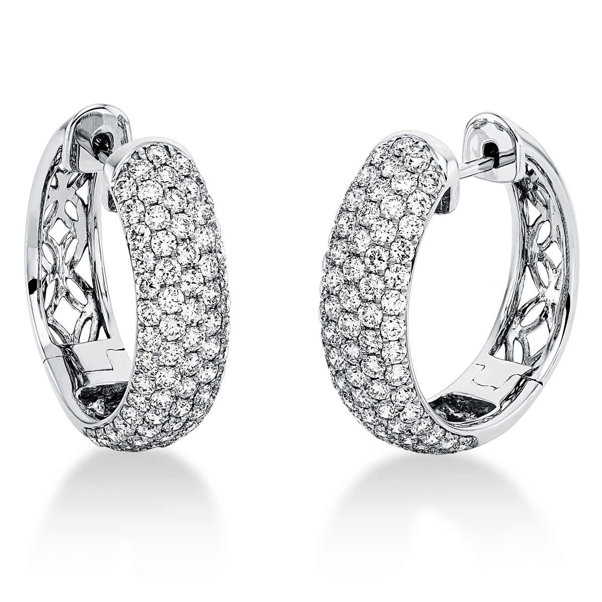 Pavé Creolen  18kt Weißgold mit 1,92ct Diamanten