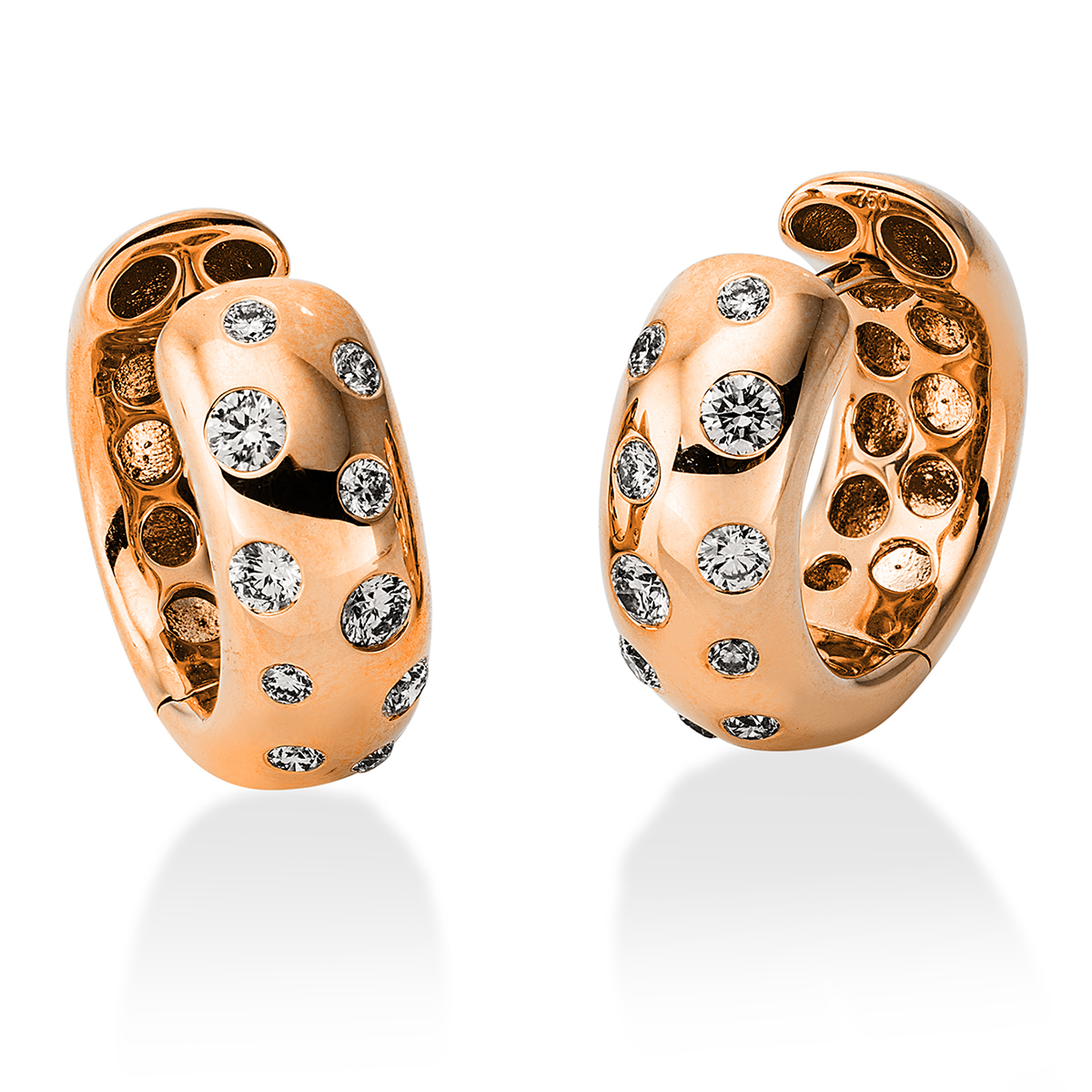Pavé Creolen  18kt Rotgold mit 0,64ct Diamanten