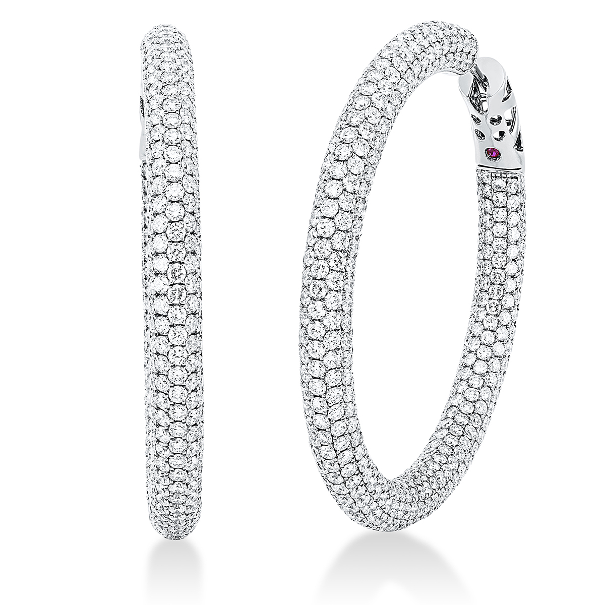 Pavé Creolen  18kt Weißgold mit 13,52ct Diamanten