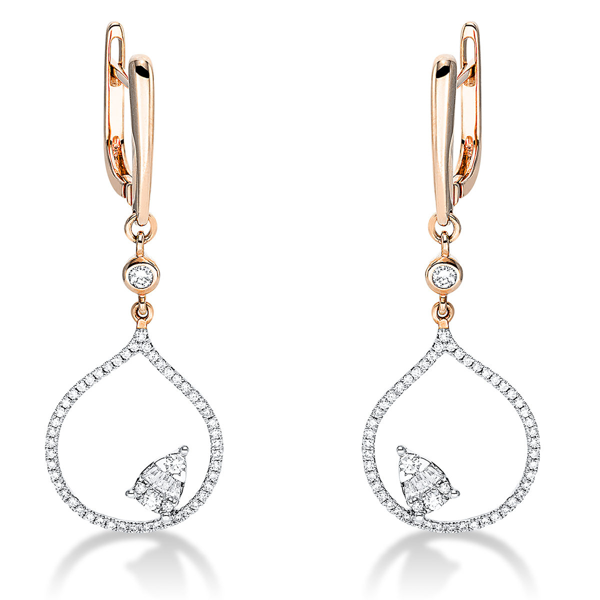 Ohrschmuck 14 kt RG, Fassung rhodiniert
