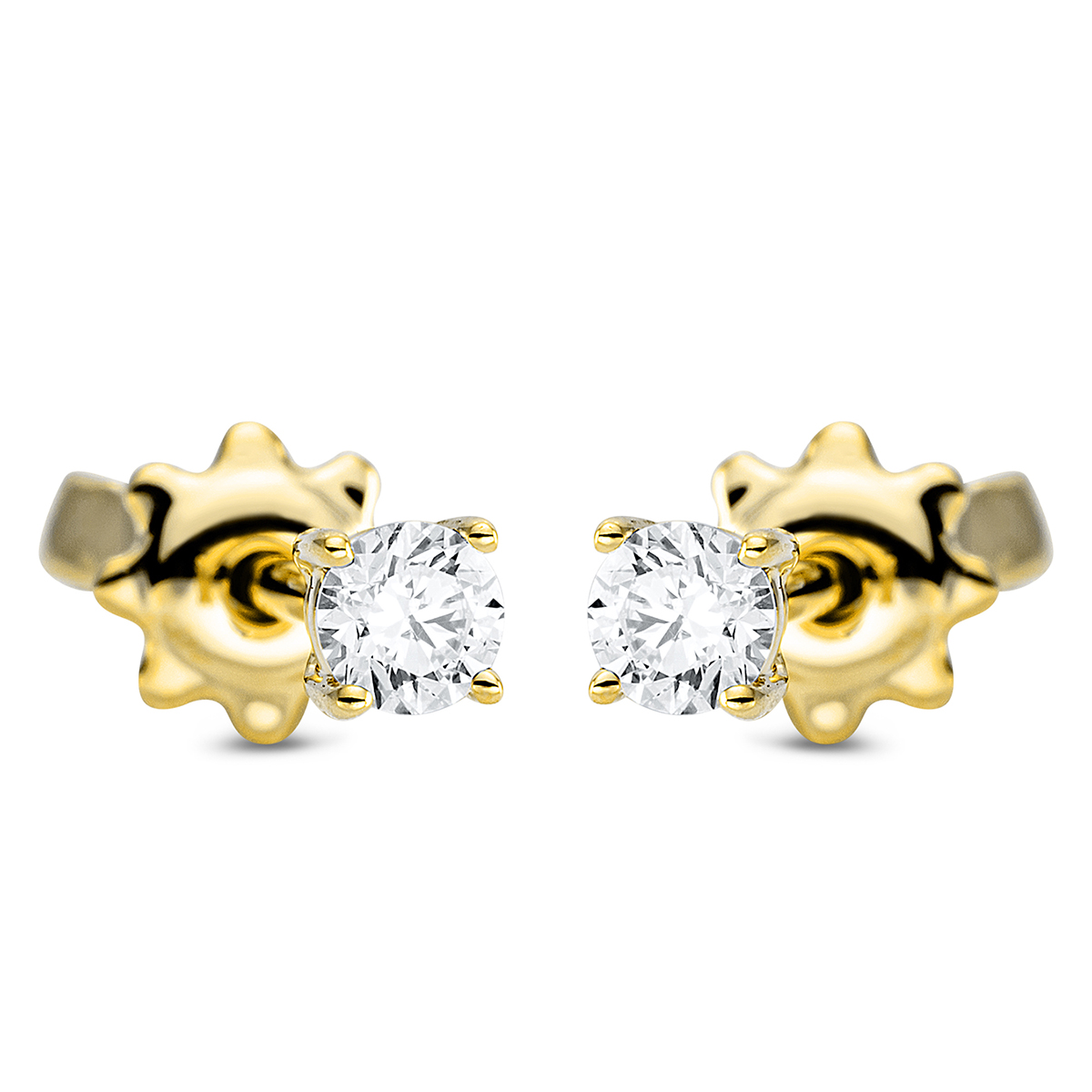 Solitaire Ohrstecker 4er-Krappe 18kt Gelbgold mit 0,20ct Diamanten
